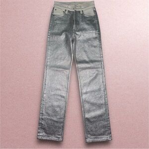 rag & bone Silver / White The Harlow Mid-Rise Straight Leg Jeans Size 23 Fits 24